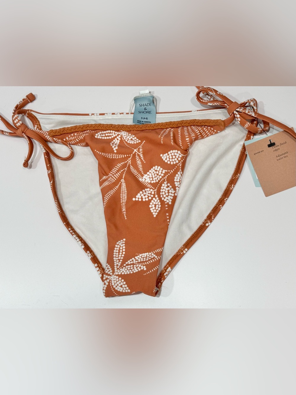 Shade & Shore Rust Floral Tie-Side Bikini Bottoms